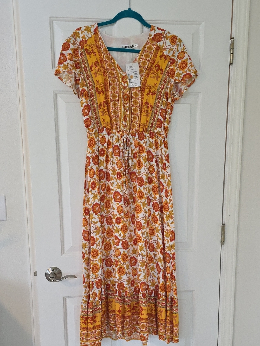 Twelve by Twelve Yellow & Orange Floral Boho Maxi Dress
